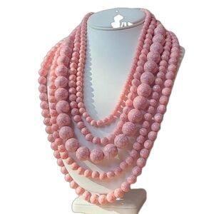 Chunky pink beaded 5 standard necklace